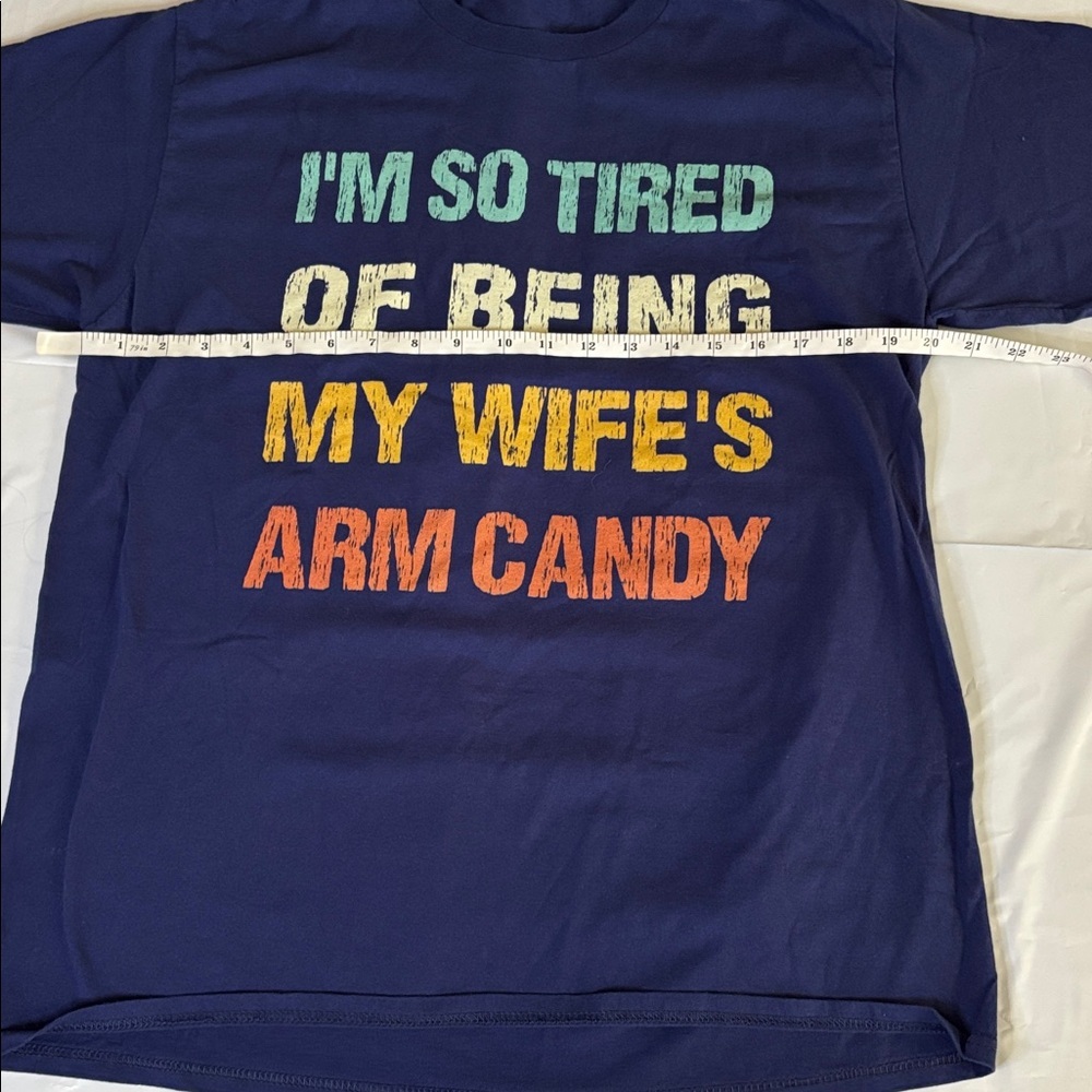 Port & Co Funny Husband Arm Candy Graphic Tee Navy Blue Sz L - Picture 3 of 6
